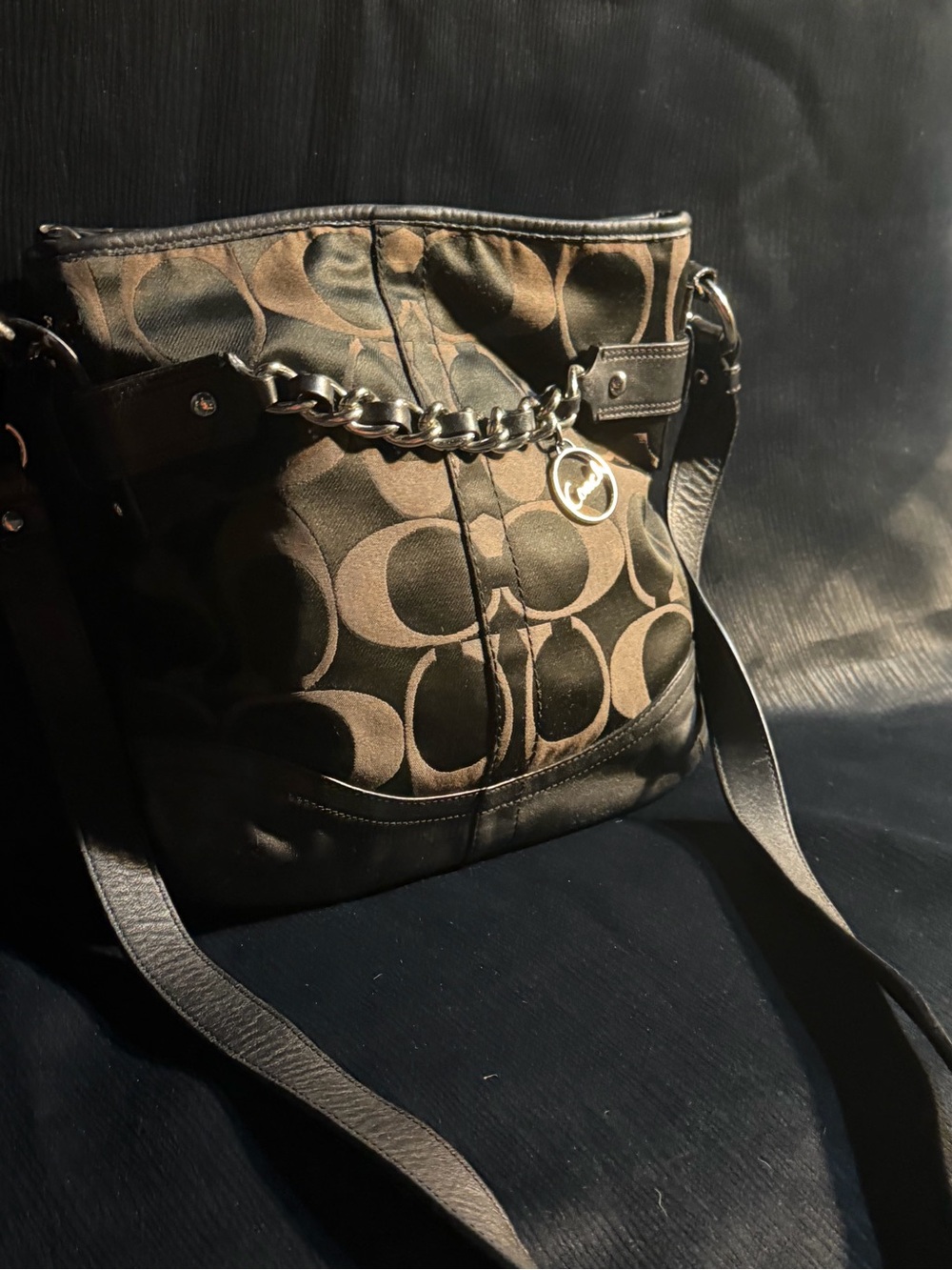 Coach Canvas Signature Crossbody Shoulder Bag,